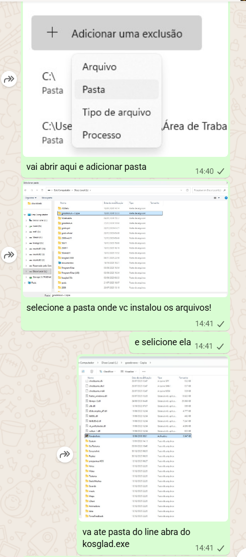 Adicionar ou remover exclusões